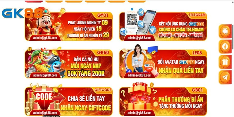 Chương trình khuyến mãi GK88 tặng 88K cho thành viên mới